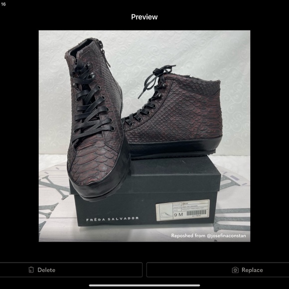 FREDA SALVADOR High Top Sneakers Sneak Burgundy Anaconda Print Women’s Size 9 M - Picture 15 of 16